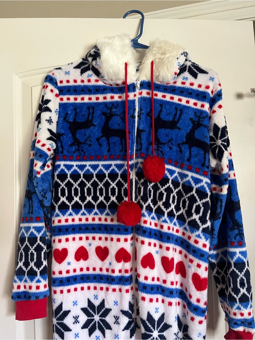 Cozy Red, White & Blue Christmas Onesie